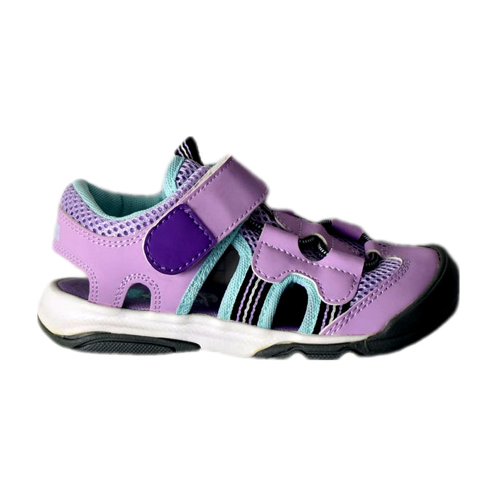 A Purple Sneakers from Moonstar in size 5T for girl. (Front View)