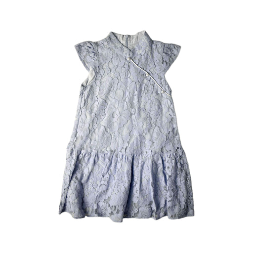 A Blue Sleeveless Dresses from Le Petit Society in size 6T for girl. (Front View)