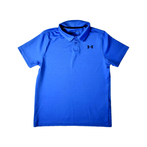 A Blue Short Sleeve Polos from Under Armour in size 10Y for boy. (Front View)