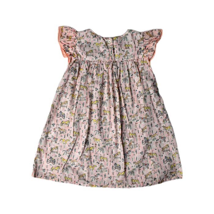 A Pink Sleeveless Dresses from Elizabeth Little in size 2T for girl. (Back View)