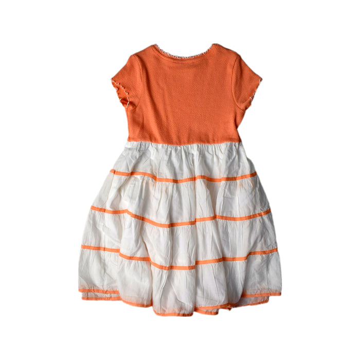 A Orange Short Sleeve Dresses from Chateau de Sable in size 6T for girl. (Back View)