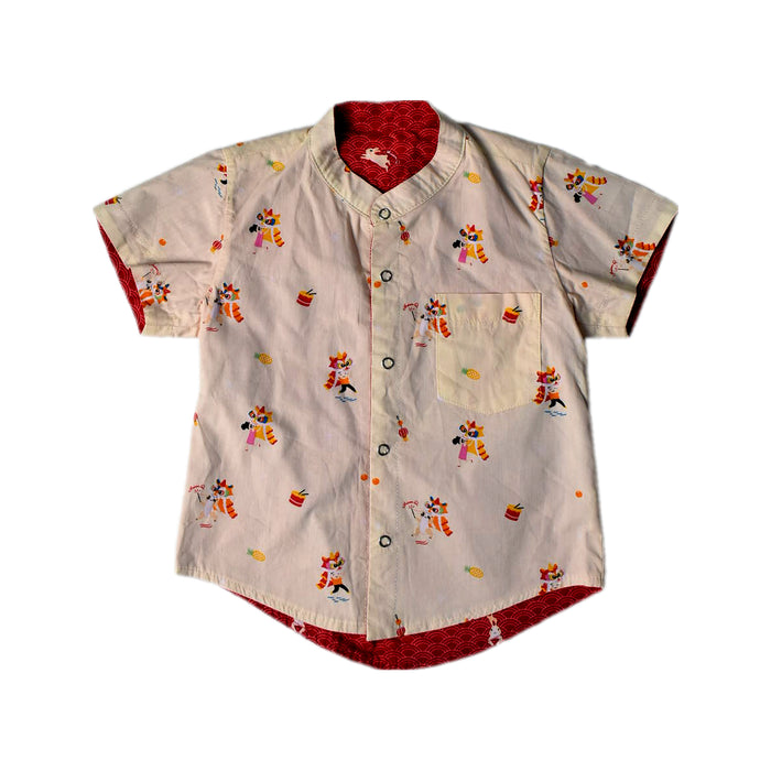 A Multicolour Short Sleeve Shirts from Maison Q in size 3T for boy. (Front View)