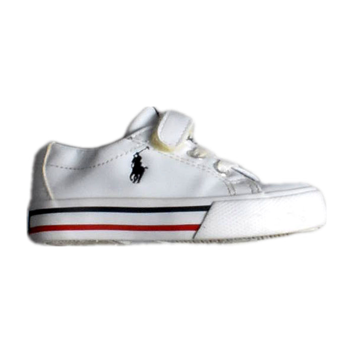 A White Sneakers from Polo Ralph Lauren in size 12-18M for girl. (Front View)