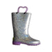 A Silver Rain Boots from Western Chief Kids in size 18-24M for girl. (Front View)