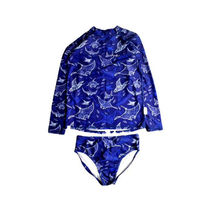 A Blue Rash Guards from Sandbar in size 10Y for girl. (Front View)