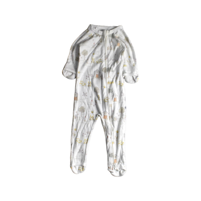A White Onesies from Kays + Kins in size 3-6M for girl. (Front View)