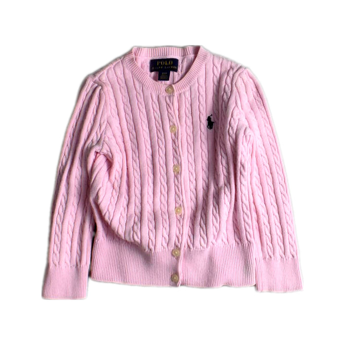 A Pink Cardigans from Polo Ralph Lauren in size 2T for girl. (Front View)