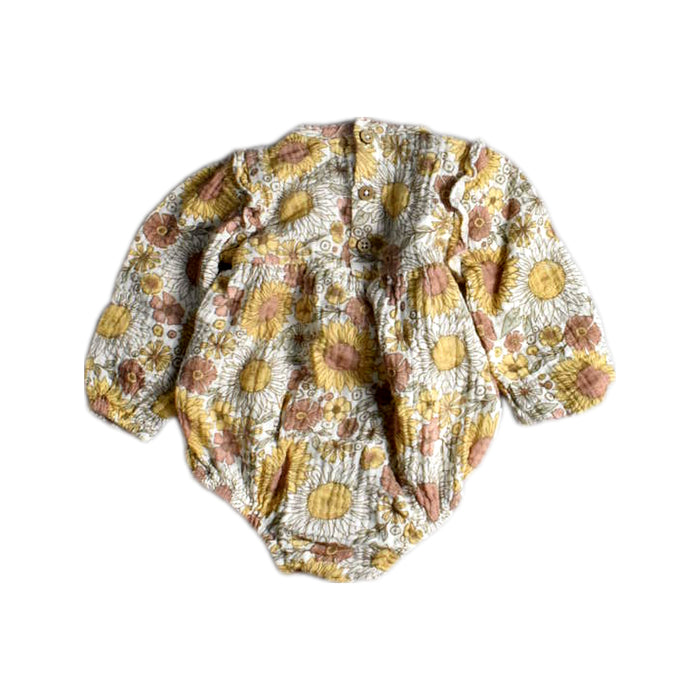 A Multicolour Long Sleeve Rompers from Rabbit + Bear in size 6-12M for girl. (Back View)