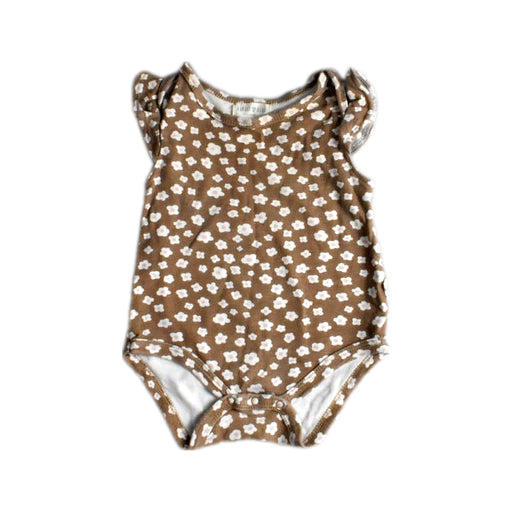 A Brown Sleeveless Bodysuits from Rabbit + Bear in size 6-12M for girl. (Front View)