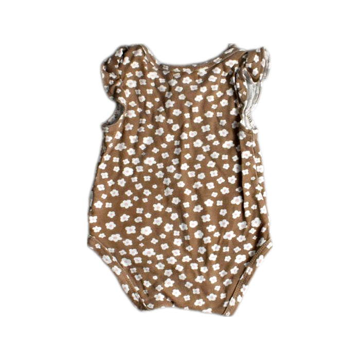 A Brown Sleeveless Bodysuits from Rabbit + Bear in size 6-12M for girl. (Back View)