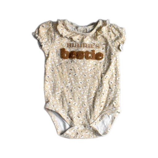 A Beige Short Sleeve Bodysuits from Rabbit + Bear in size 6-12M for girl. (Front View)