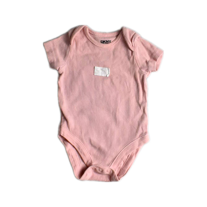 A Pink Short Sleeve Bodysuits from DKNY in size 3-6M for girl. (Front View)