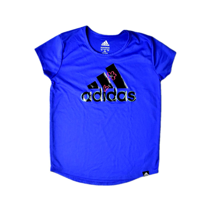 A Blue Active Tops from Adidas in size S for girl. (Front View)