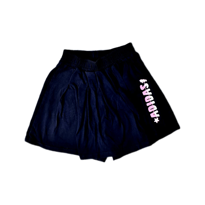 A Navy Shorts from Adidas in size 9Y for girl. (Front View)