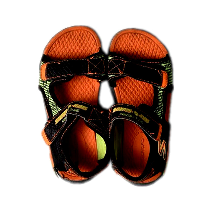 A Orange Sandals from Skechers in size 6T for boy. (Back View)