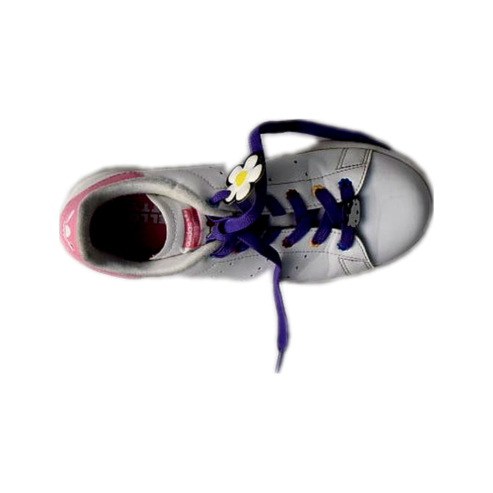 A White Sneakers from Adidas in size 12-18M for girl. (Front View)