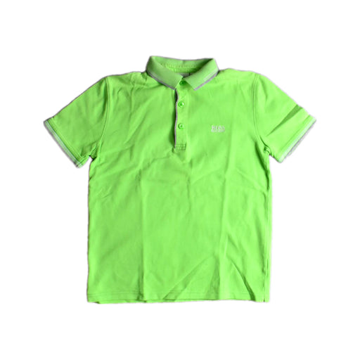 A Green Short Sleeve Polos from Boss in size 12Y for boy. (Front View)