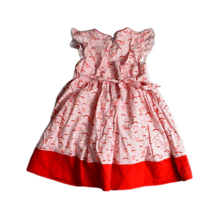 A Red Sleeveless Dresses from Pink Heart in size 3T for girl. (Back View)