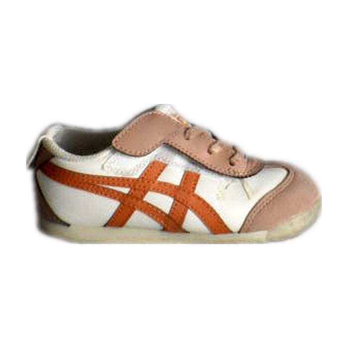 A White Sneakers from Onitsuka Tiger in size 4T for boy. (Front View)