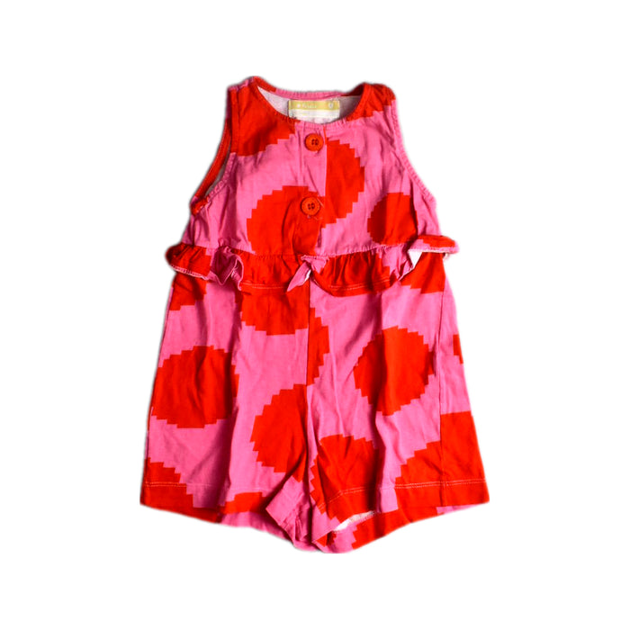 A Red Sleeveless Rompers from Fábula in size 4T for girl. (Front View)