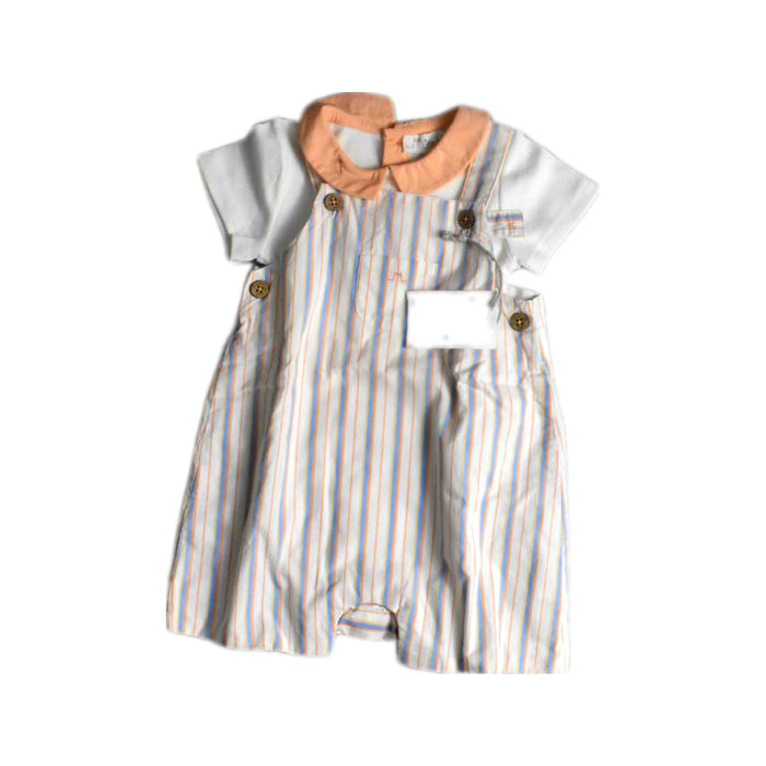A White Short Sleeve Rompers from Château de Sable in size 3-6M for girl. (Front View)