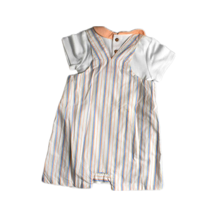 A White Short Sleeve Rompers from Château de Sable in size 3-6M for girl. (Back View)