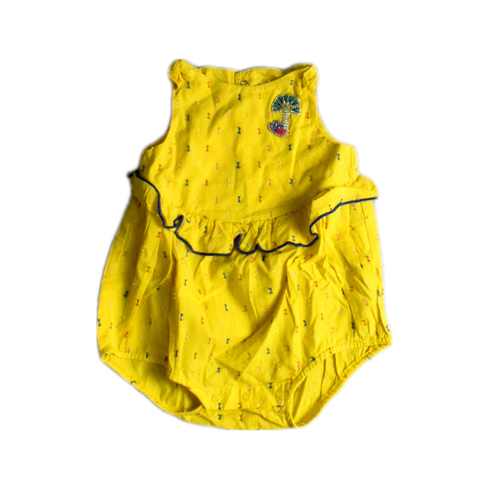 A Yellow Sleeveless Rompers from Catimini in size 3-6M for girl. (Front View)