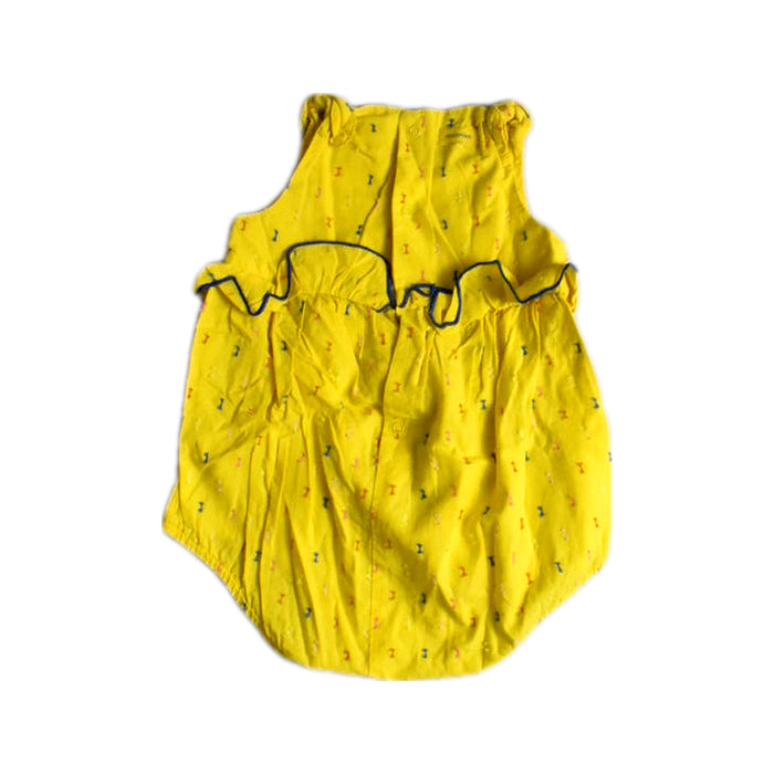 A Yellow Sleeveless Rompers from Catimini in size 3-6M for girl. (Back View)