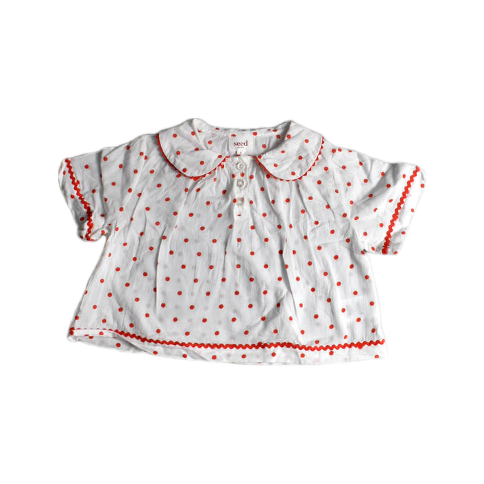 A White Short Sleeve Shirts from Seed in size 3T for girl. (Front View)
