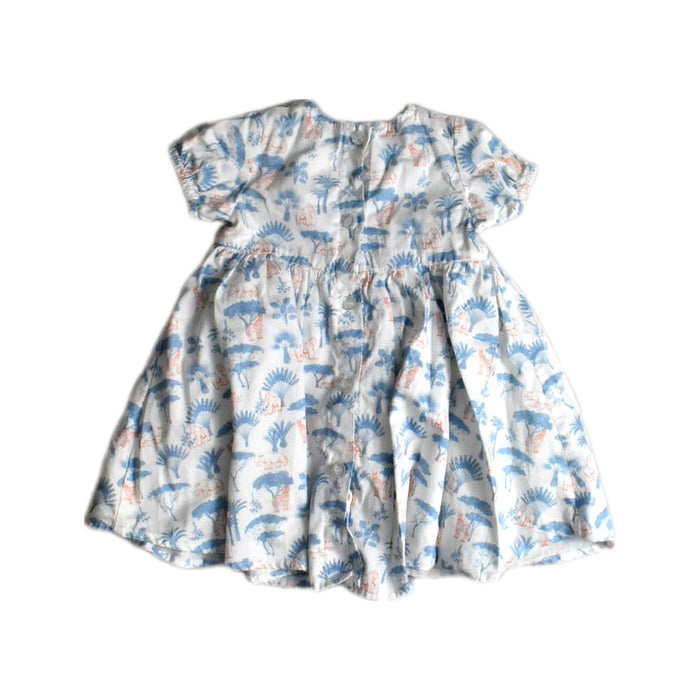 A Blue Short Sleeve Dresses from Elly in size 6-12M for girl. (Back View)