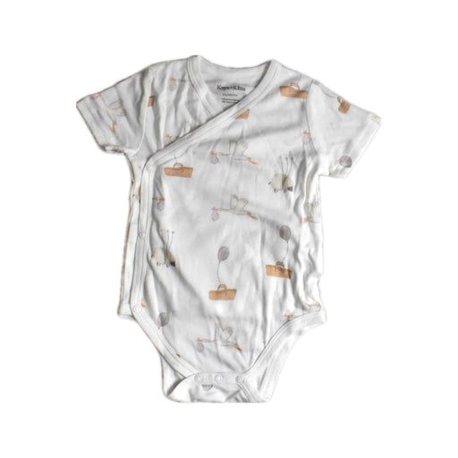 A White Short Sleeve Bodysuits from Kays + Kins in size 3-6M for girl. (Front View)
