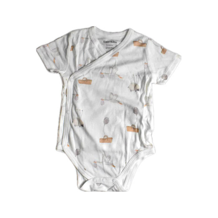A White Short Sleeve Bodysuits from Kays + Kins in size 3-6M for girl. (Front View)