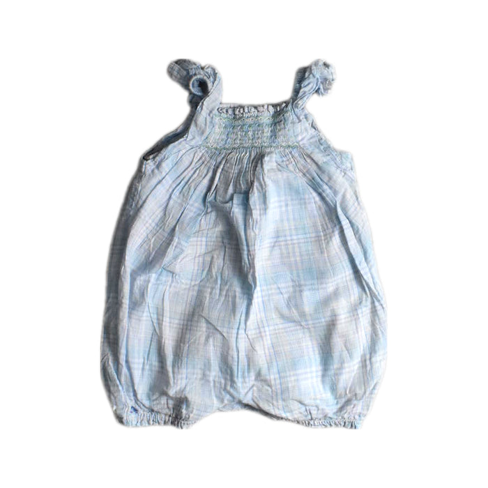 A Blue Sleeveless Rompers from Château de Sable in size 3-6M for girl. (Front View)