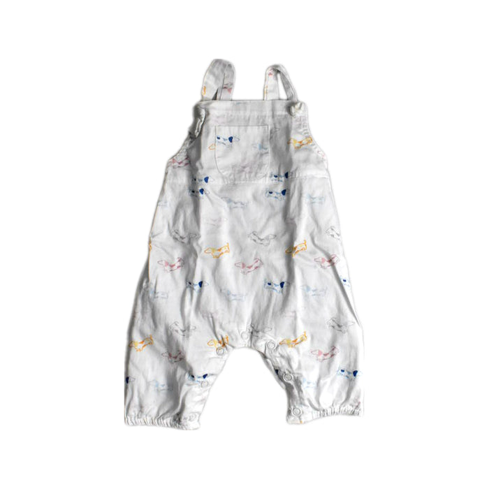 A White Long Overalls from Elly in size 3-6M for boy. (Front View)