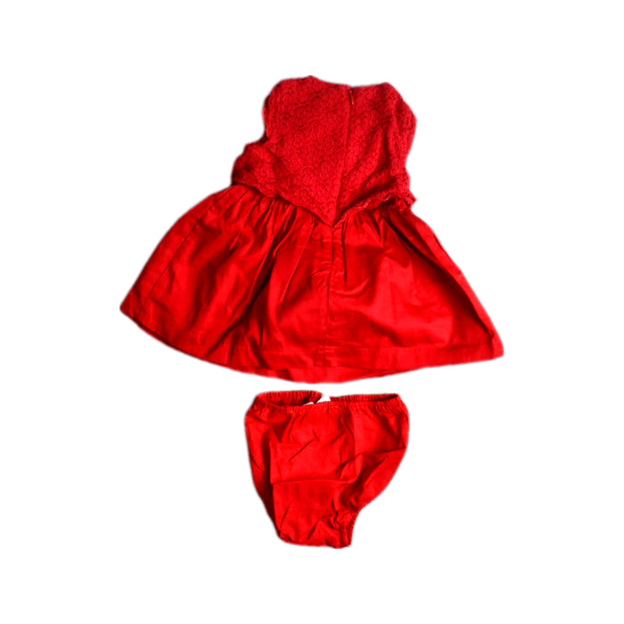A Red Dress Sets from Château de Sable in size 3-6M for girl. (Back View)