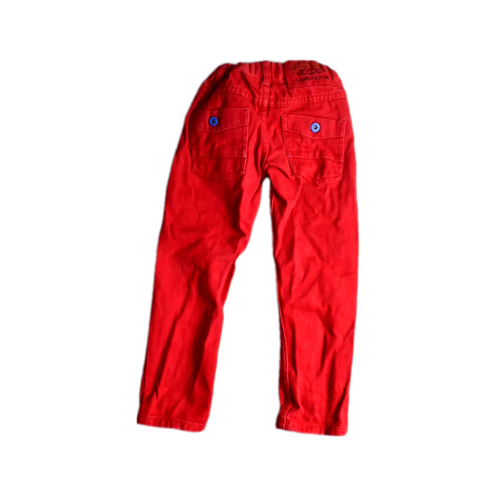 A Red Casual Pants from La Compagnie des Petits in size 4T for boy. (Back View)