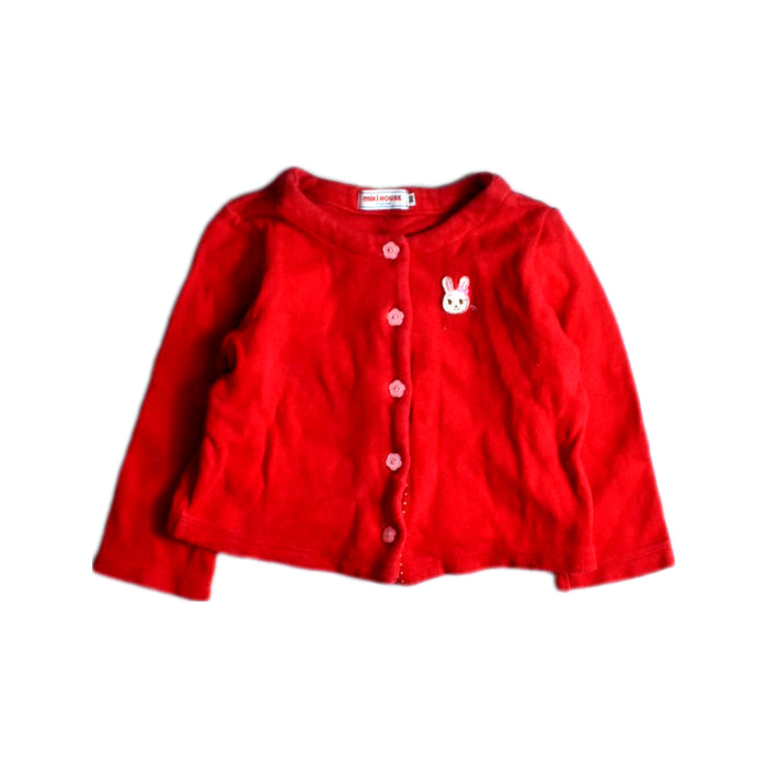 A Red Cardigans from Miki House in size 18-24M for girl. (Front View)