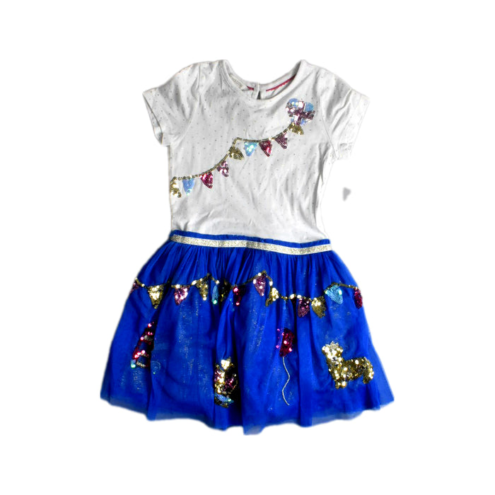 A White Short Sleeve Dresses from Monsoon in size 3T for girl. (Front View)