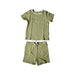 A Green Shorts Sets from Mori in size 18-24M for boy. (Front View)