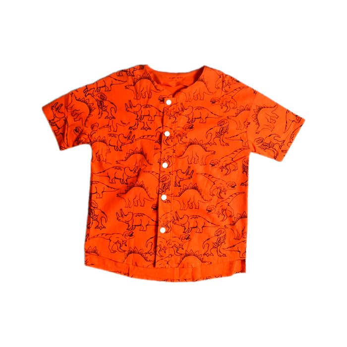 A Orange Short Sleeve Shirts from Le Petit Society in size 8Y for boy. (Front View)