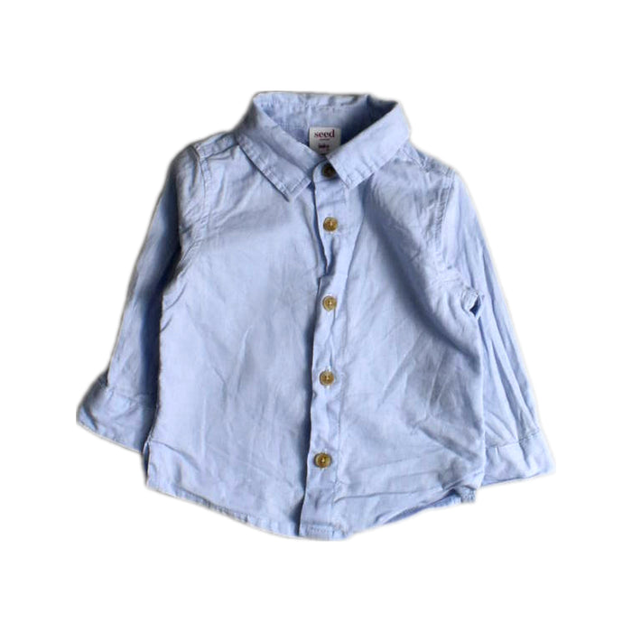 A Blue Long Sleeve Shirts from Seed in size 3-6M for boy. (Front View)