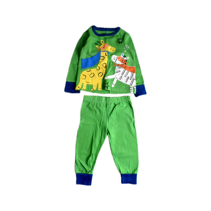 A Green Pyjama Sets from Mothercare in size 12-18M for boy. (Front View)
