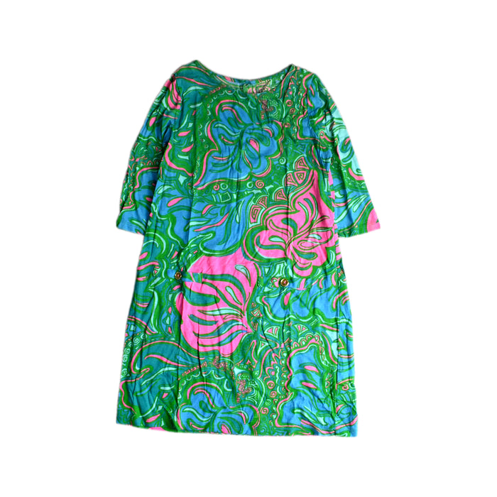 A Green Long Sleeve Dresses from Lilly Pulitzer in size 12Y for girl. (Front View)