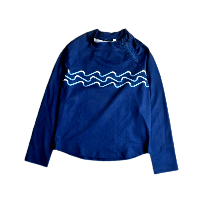 A Navy Rash Guards from Sandy Feet Australia in size 7Y for neutral. (Front View)