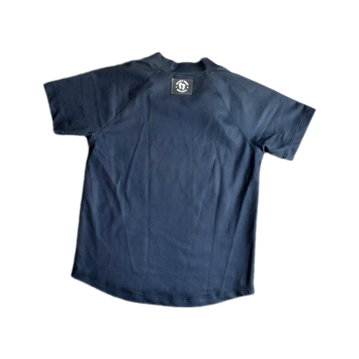A Navy Rash Guards from Sandy Feet Australia in size 7Y for neutral. (Back View)