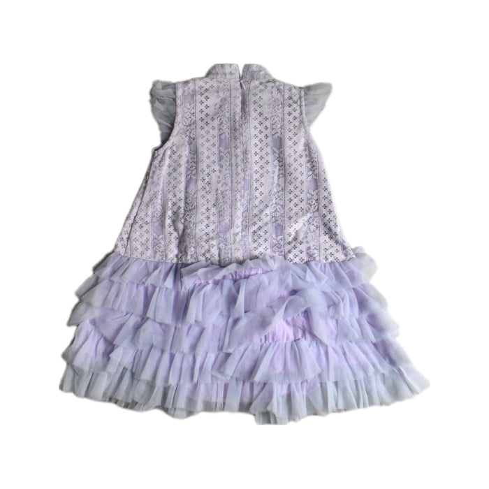 A Purple Sleeveless Dresses from Le Petit Society in size 3T for girl. (Back View)