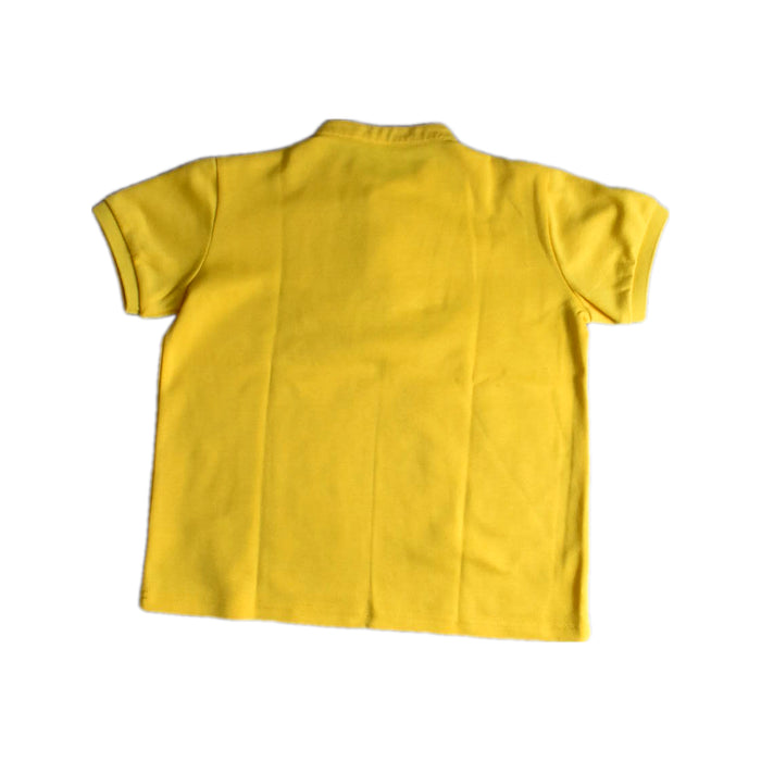 A Yellow Short Sleeve Polos from Le Petit Society in size 8Y for boy. (Back View)
