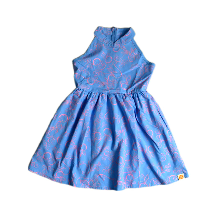 A Blue Sleeveless Dresses from Le Petit Society in size 3T for girl. (Front View)