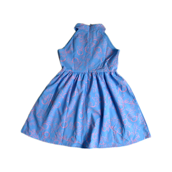 A Blue Sleeveless Dresses from Le Petit Society in size 3T for girl. (Back View)