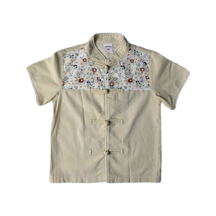 A Beige Short Sleeve Shirts from Little Kooma in size 2T for boy. (Front View)